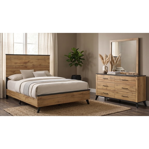 Elmwood Weathered Brown / Natural Pine Queen 3-Piece Bedroom Set