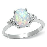 Elneeya Clearance Rings for Women Oval White Fire Opal Ring 925 Sterling Silver Gemstone Jewelry For Women (Size 8)