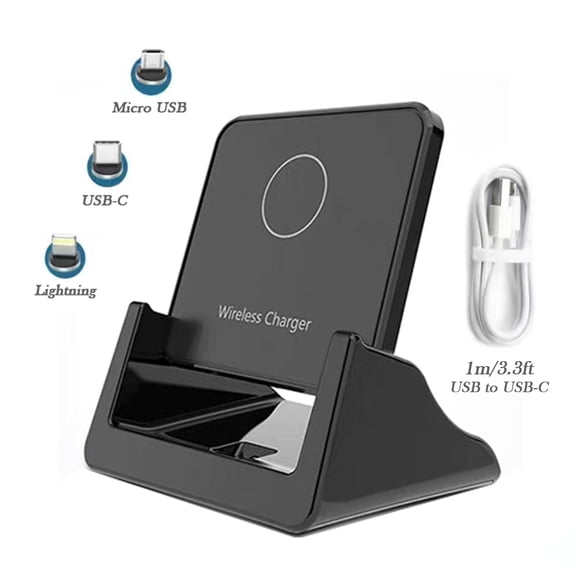 Elnone 15W Fast Qi Charging Stand, Universal Phone Charger for iPhone & Samsung Devices, Black