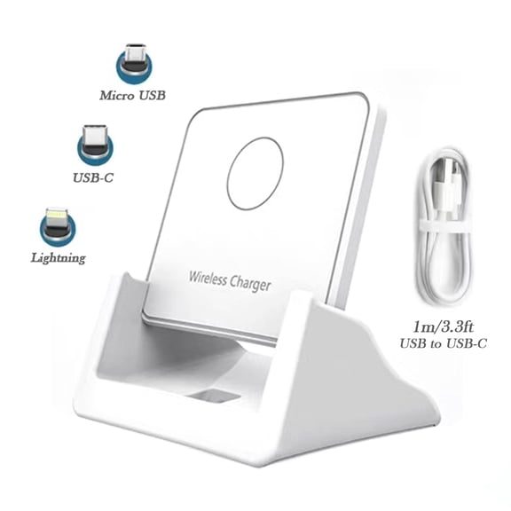 Elnone 15W Fast Qi Charging Stand, Universal Phone Charger for iPhone & Samsung Devices, White