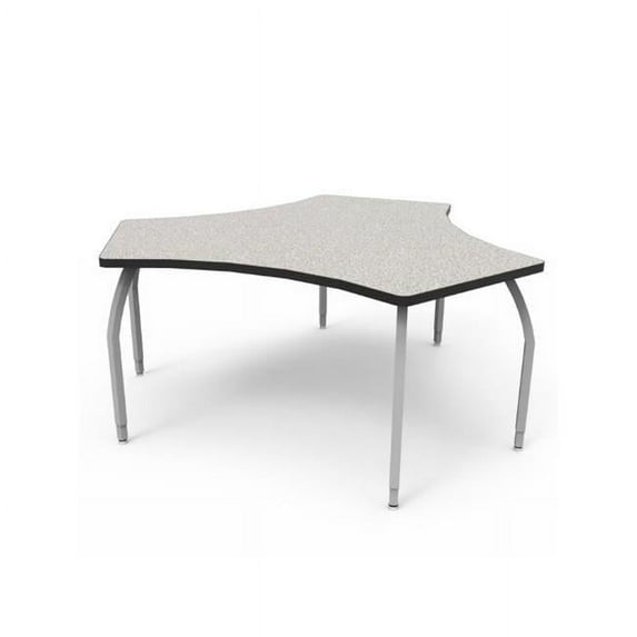 Elo Connect 4 Desk, Grey Nebula Laminate & Banding with 3 Junior Adjustable Smooth Silver Legs - 21-26 x 36 x 24 in.