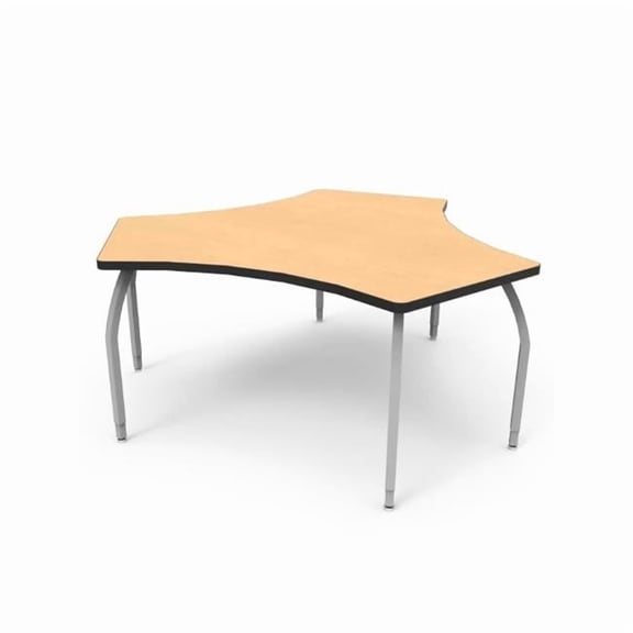 Elo Connect 8 Desk, Fusion Maple Laminate & Banding with 4 Adjustable Smooth Silver Legs - 26-31 x 33 x 24 in.