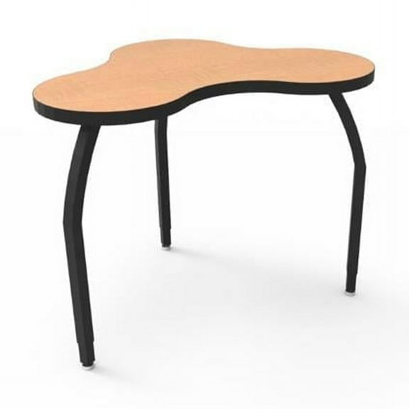 Elo Reef Table with Fusion Maple Laminate & 4 Junior Adjustable Smooth Silver Legs - 21-26 x 54 x 30 in.