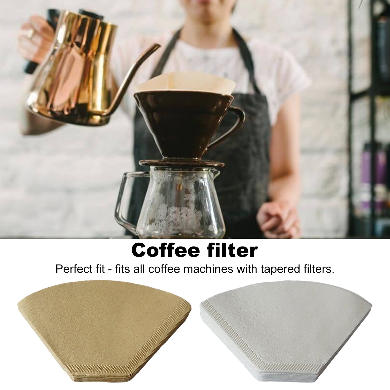 Elodia 100Pcs Coffee Filter Paper Natural Unbleached Disposable Pour