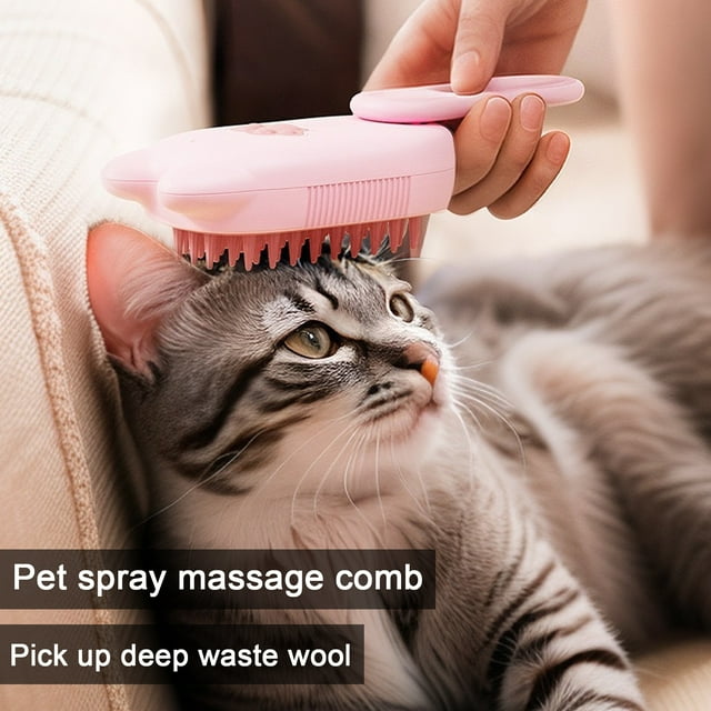 Elodia Steamy Cat Brush SelfCleaning Spray Brush USB Charging Massage