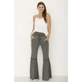 thumbnail image 1 of Eloges Women's Solid Ruffle Trim Bell Bottom Drawstring Pants, 1 of 7