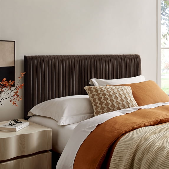 Eloise Stain-Resistant Performance Velvet Queen Headboard in Chocolate Brown