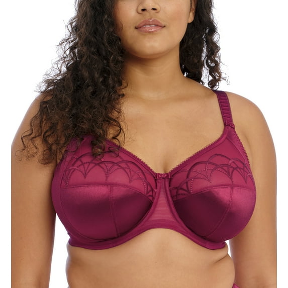Elomi Cate Embroidered Full Cup Banded Underwire Bra (4030),34J,Berry