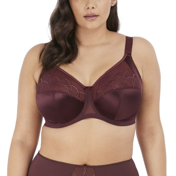 Elomi Cate Embroidered Full Cup Banded Underwire Bra (4030),34J,Raisin