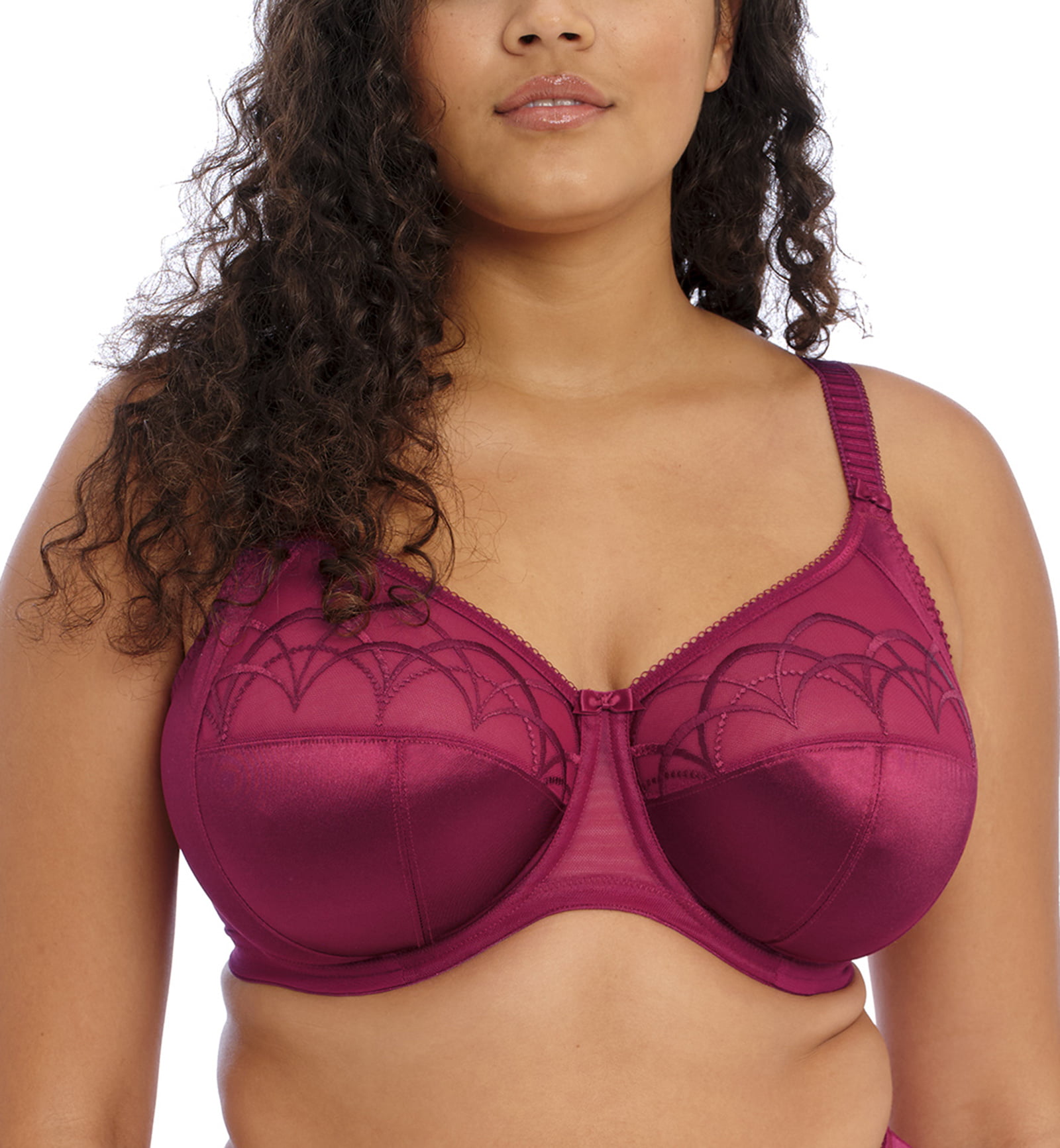 Wide Strap Bra Plus Size Full Coverage Underwire Support Panels 34 36 38 40  42 44 46 / C D E F G H I J ( 38H, Red) 
