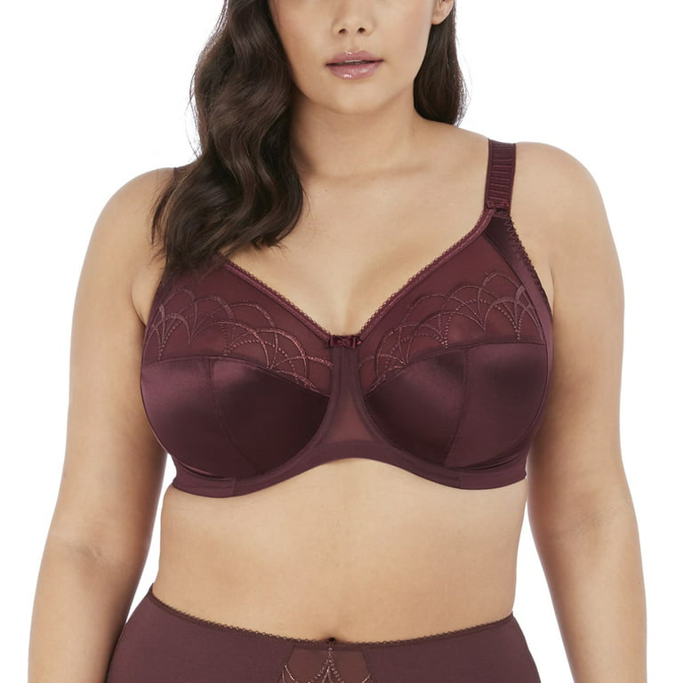 Elomi Cate Embroidered Full Cup Banded Underwire Bra (4030),40GG,Raisin