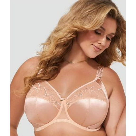 Elomi Cate Embroidered Full Cup Banded Underwire Bra (4030),42JJ,Latte