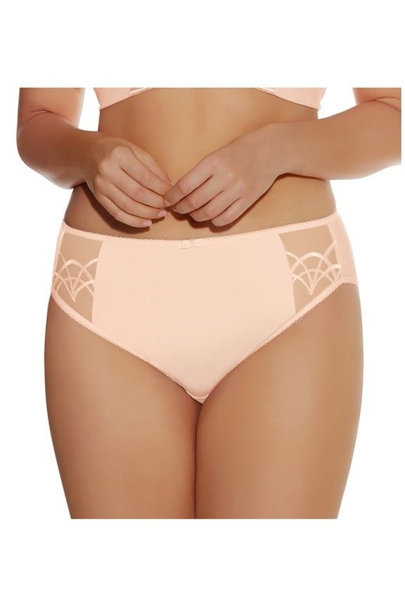 Cate Matching Embroidered Panty Brief (4035),Medium,Latte