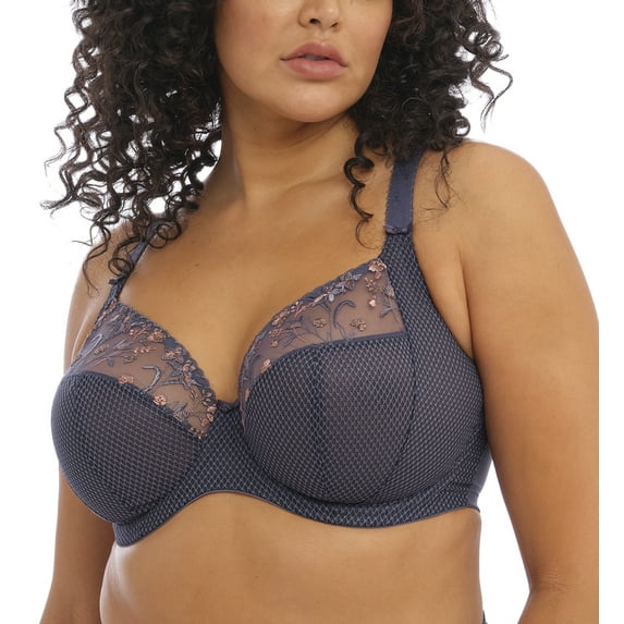 Elomi Charley Banded Plunge Underwire Bra (4380),40HH,Storm