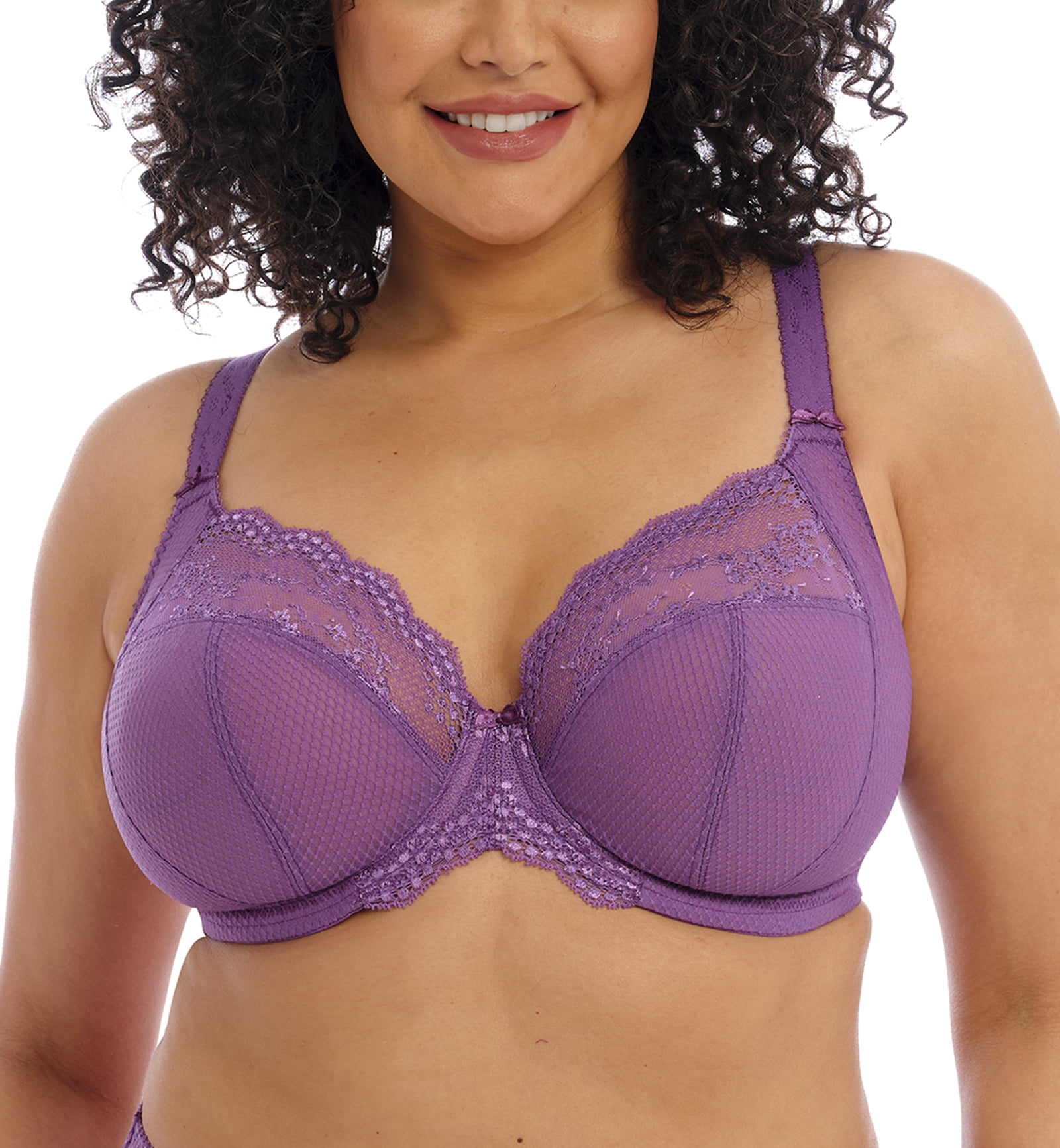 Elomi Charley Banded Stretch Lace Plunge Underwire Bra (4382),32J,Pansy 