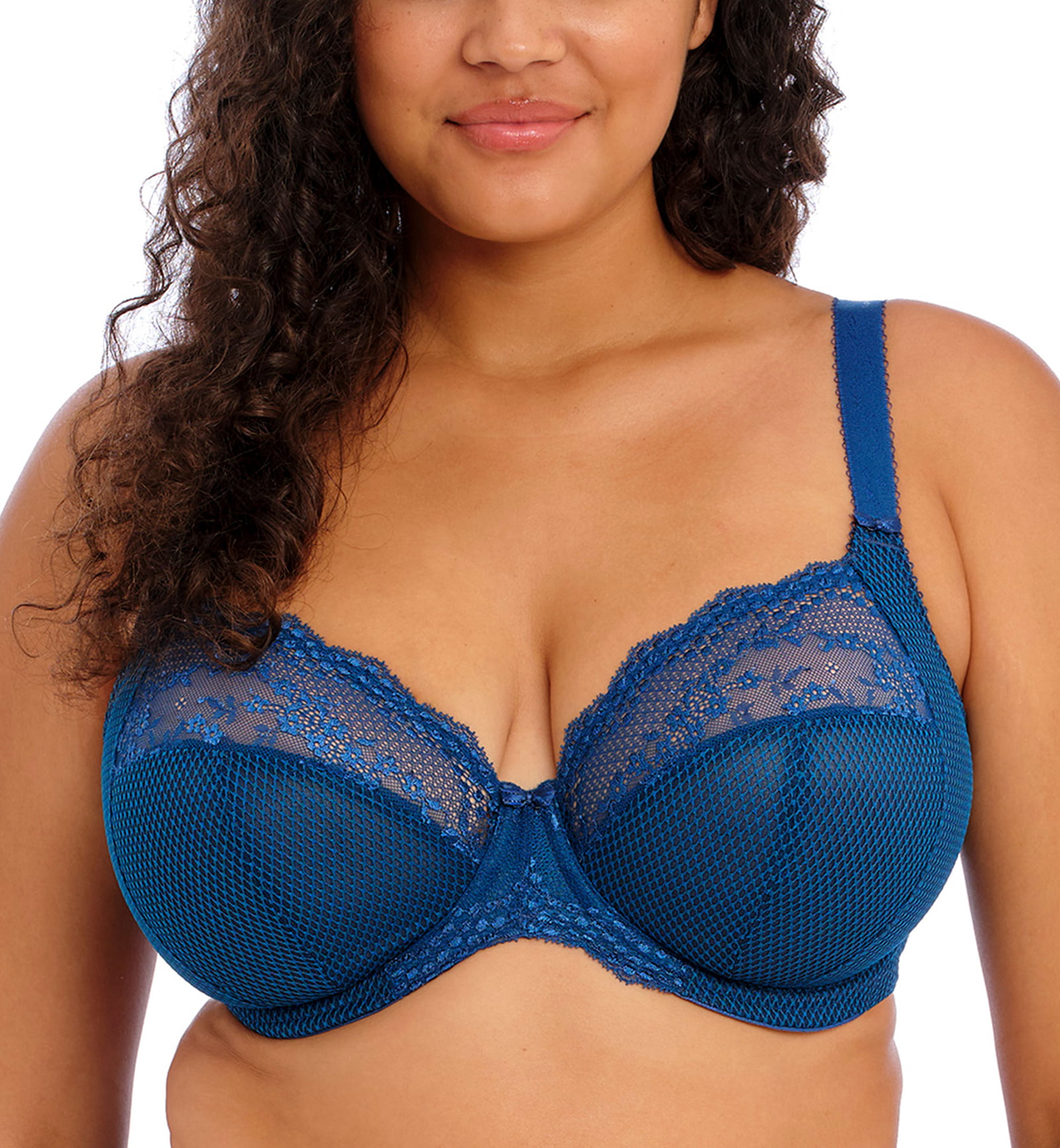 Elomi Charley Banded Stretch Lace Plunge Underwire Bra (4382),34GG,Petrol 