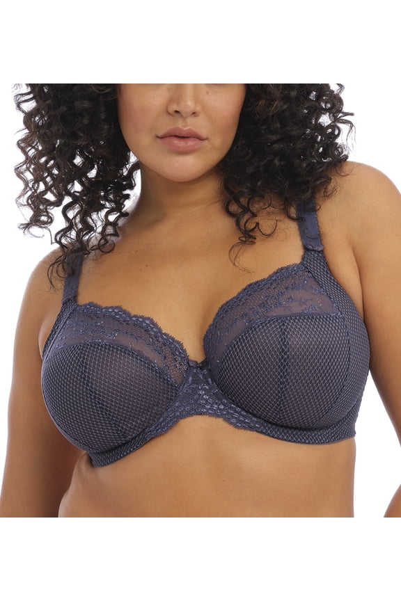 Charley Banded Stretch Lace Plunge Underwire Bra (4382),34H,Storm