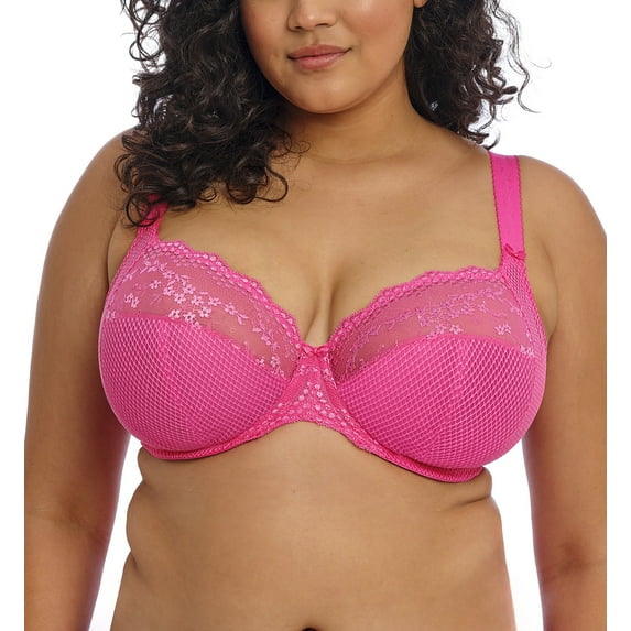 Elomi Charley Banded Stretch Lace Plunge Underwire Bra (4382),38J,Pink