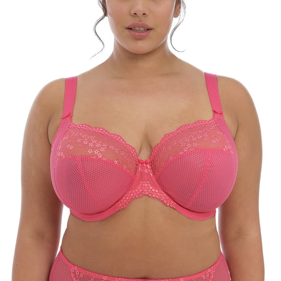 Elomi Charley Banded Stretch Lace Plunge Underwire Bra (4382),40GG,Honeysuckle
