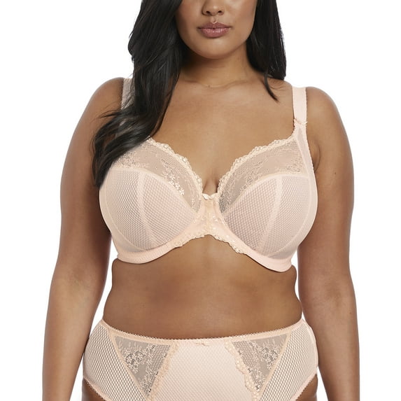 Elomi Charley Banded Stretch Lace Plunge Underwire Bra (4382),40H,Ballet Pink