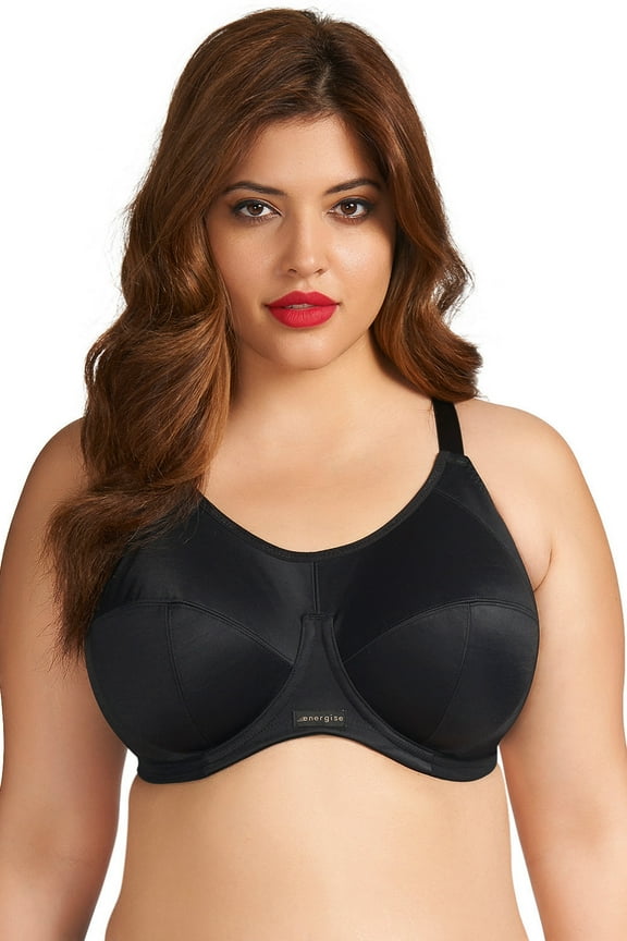 Energise J-Hook Underwire Sports Bra (8041),36GG,Black