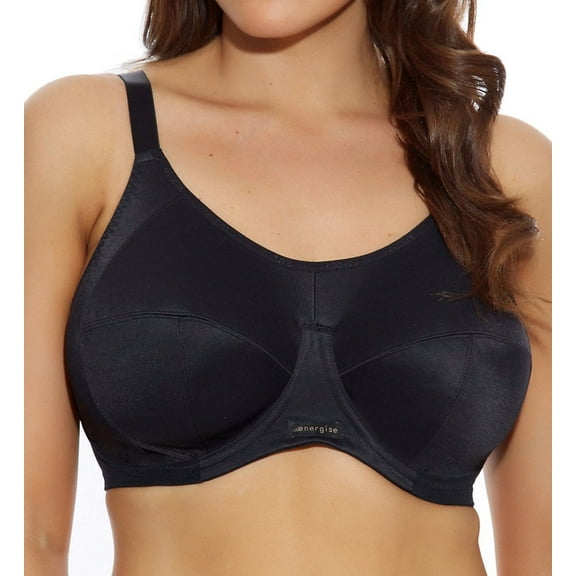 Elomi Energise J-Hook Underwire Sports Bra (8041),38DD,Black