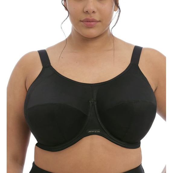 Elomi Energise J-Hook Underwire Sports Bra (8041),38GG,Black