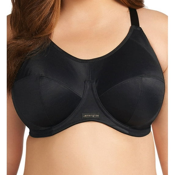 Elomi Energise J-Hook Underwire Sports Bra (8041),42DD,Black - Black,42DD UK