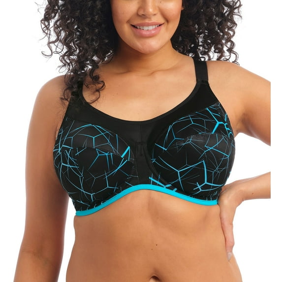 Elomi Energise J-Hook Underwire Sports Bra (8042),32GG,Blue Lightning