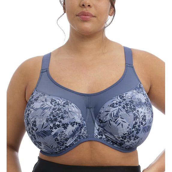Elomi Energise J-Hook Underwire Sports Bra (8042),38JJ,Vintage Denim