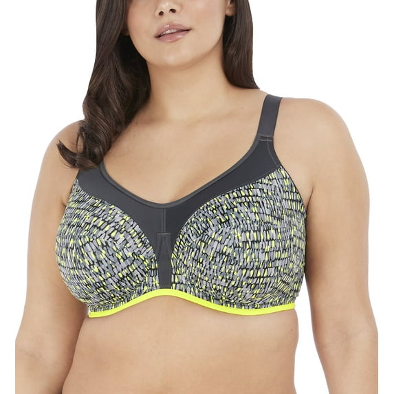 Elomi Energise J-Hook Underwire Sports Bra (8042),38K,Lime Twist