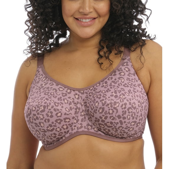 Elomi Energise J-Hook Underwire Sports Bra (8042),42GG,Dusky Leopard