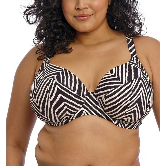 Elomi Fiji Falls Underwire Plunge Bikini Top (ES802602),42HH,Black