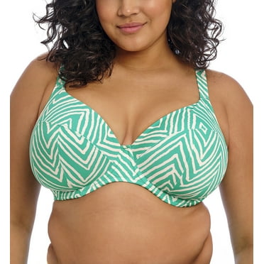Elomi Fiji Falls Underwire Plunge Bikini Top (ES802602),44FF,Marine