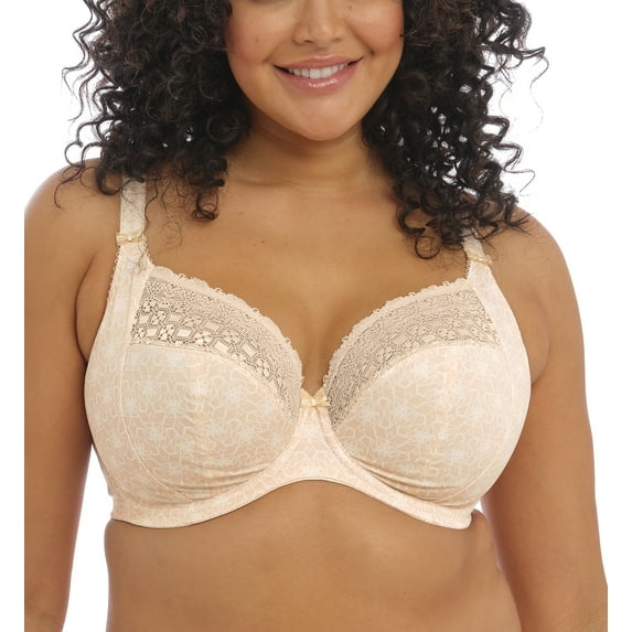 Elomi Kim Banded Stretch Lace Plunge Underwire Bra (4340),36G,Caramel