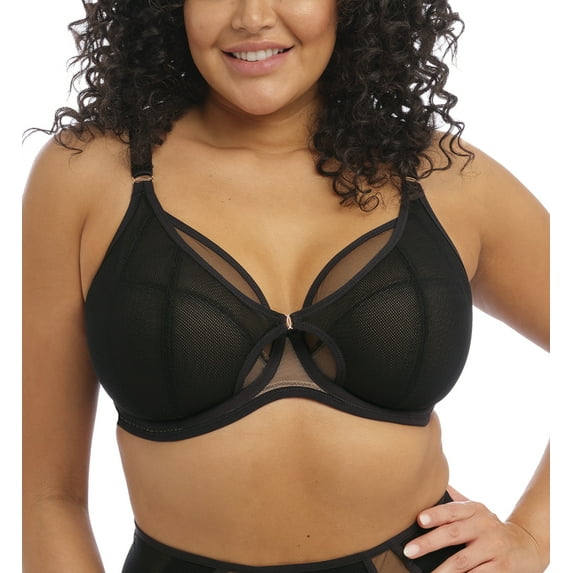 Elomi Kintai Peek-a-Boo Plunge Underwire Bra (301202),42E,Black