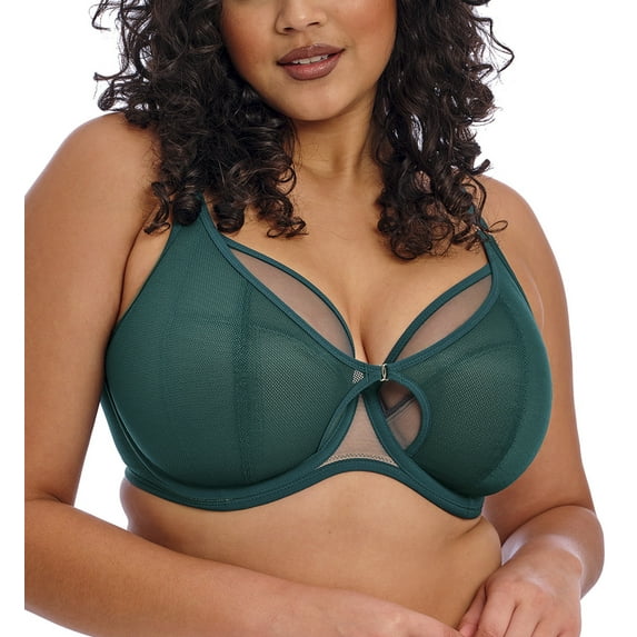 Elomi Kintai Peek-a-Boo Plunge Underwire Bra (301202),44F,Deep Teal