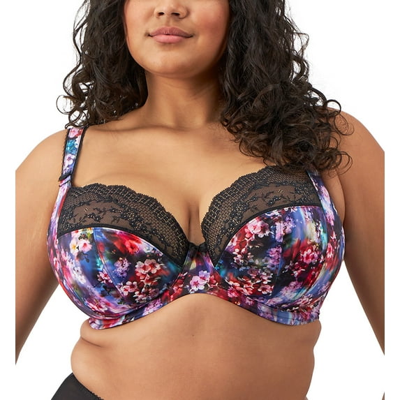 Elomi Lucie Banded Stretch Lace Plunge Underwire Bra (4490),34GG,Cherry Blossom