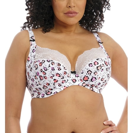 Elomi Lucie Banded Stretch Lace Plunge Underwire Bra (4490),34GG,Rumble