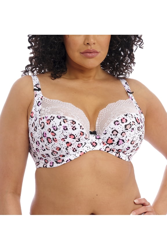 Lucie Banded Stretch Lace Plunge Underwire Bra (4490),34GG,Rumble