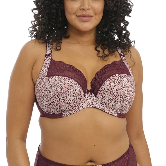 Elomi Lucie Banded Stretch Lace Plunge Underwire Bra (4490),34H,Wild Thing