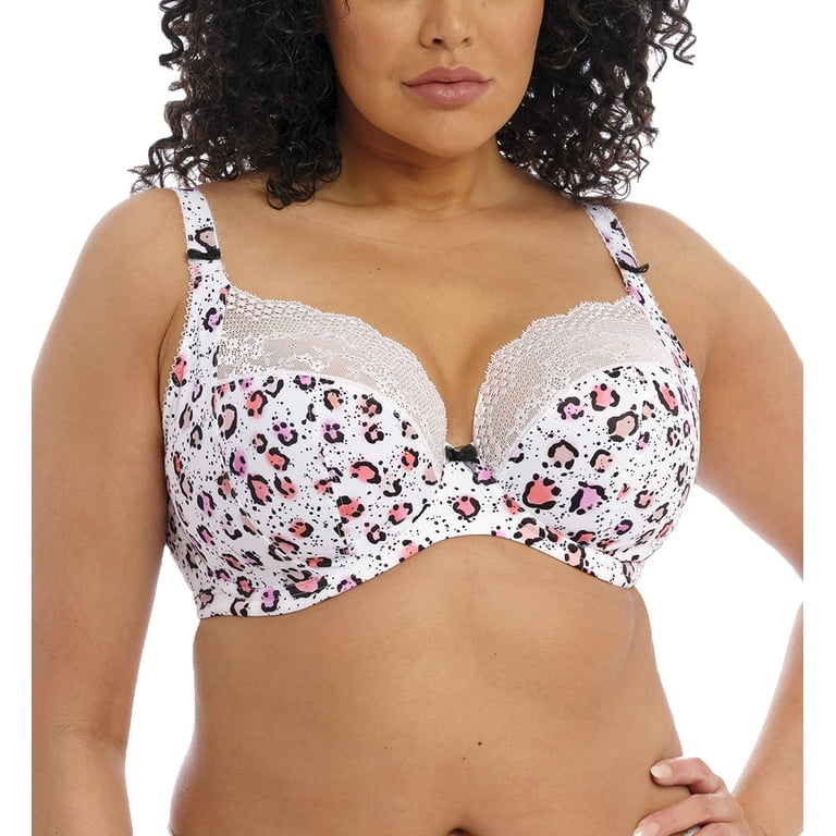 Elomi Lucie Banded Stretch Lace Plunge Underwire Bra (4490),34HH,Rumble