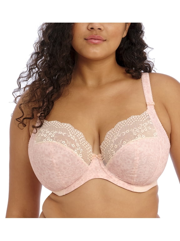 Lucie Banded Stretch Lace Plunge Underwire Bra (4490),36J,Pale Blush