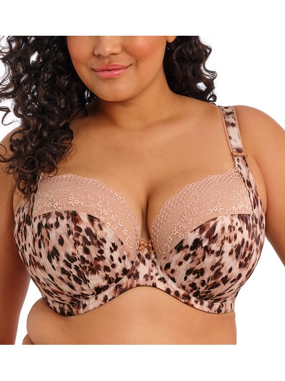 Lucie Banded Stretch Lace Plunge Underwire Bra (4490),36JJ,Wildcat