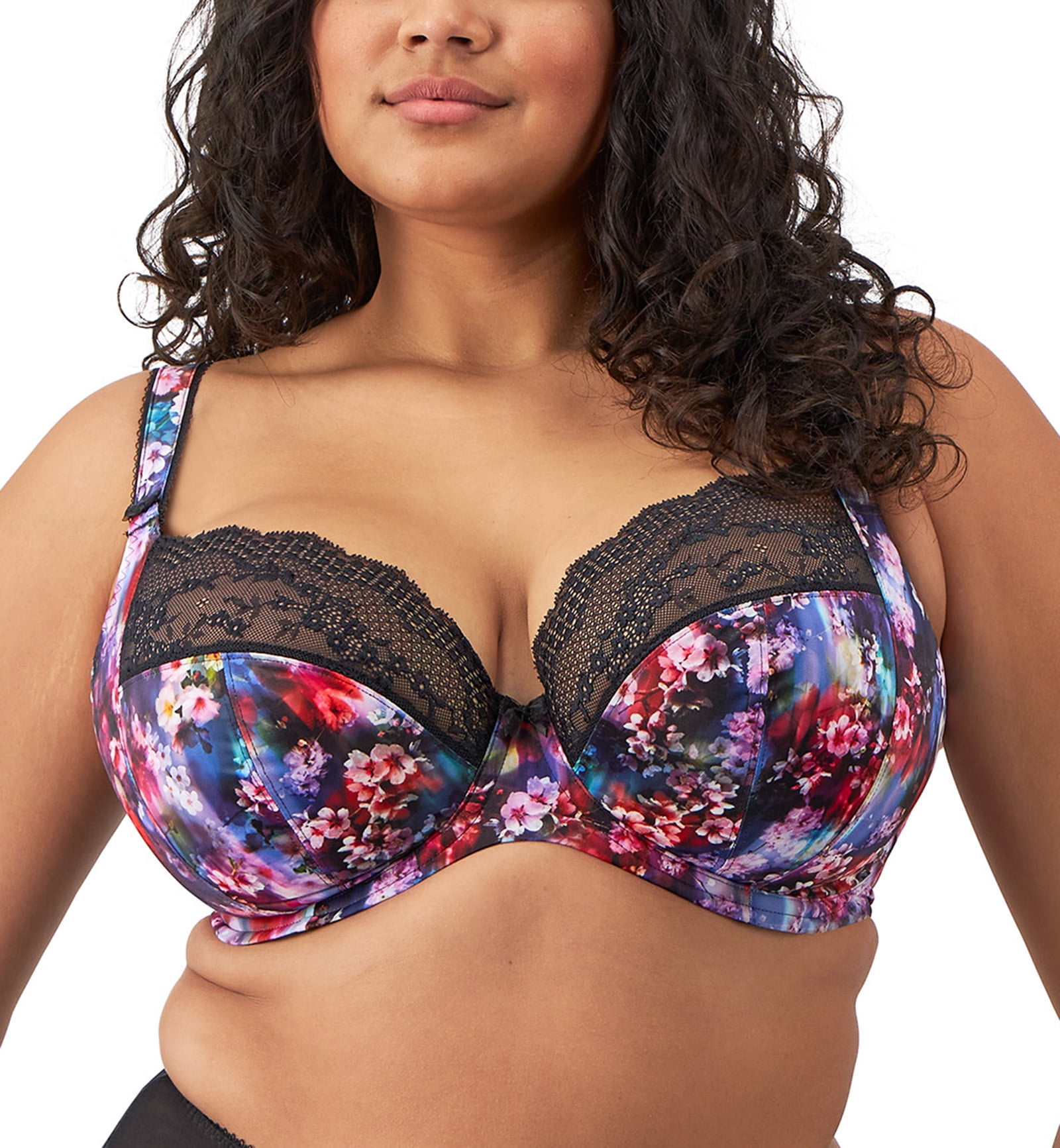 Elomi Lucie Banded Stretch Lace Plunge Underwire Bra (4490),38FF,Cherry Blossom