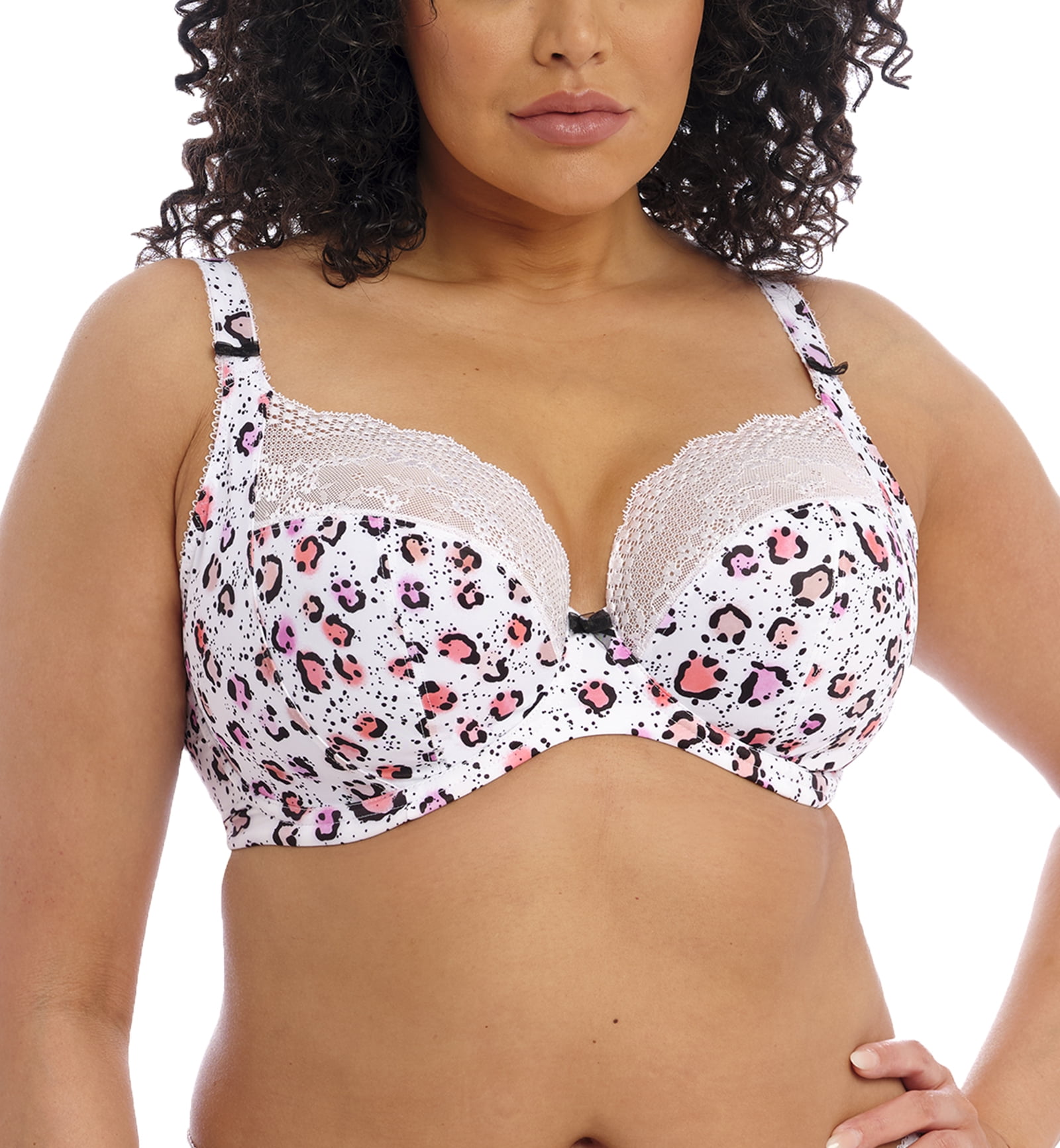 Elomi Lucie Banded Stretch Lace Plunge Underwire Bra (4490),40H,Rumble