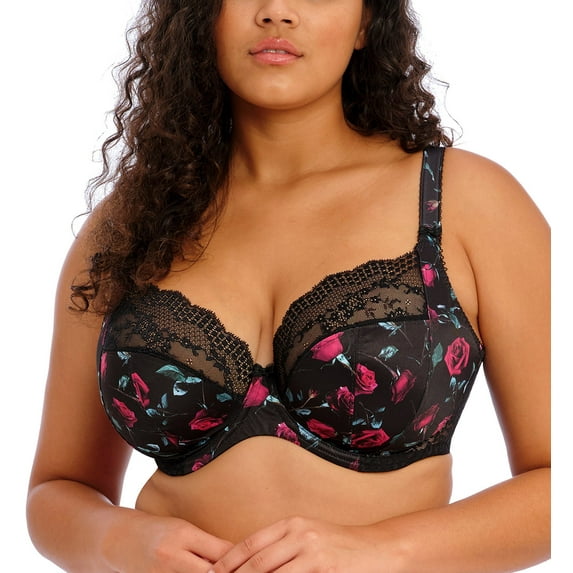 Elomi Lucie Banded Stretch Lace Plunge Underwire Bra (4490),44E,Rock N Rose