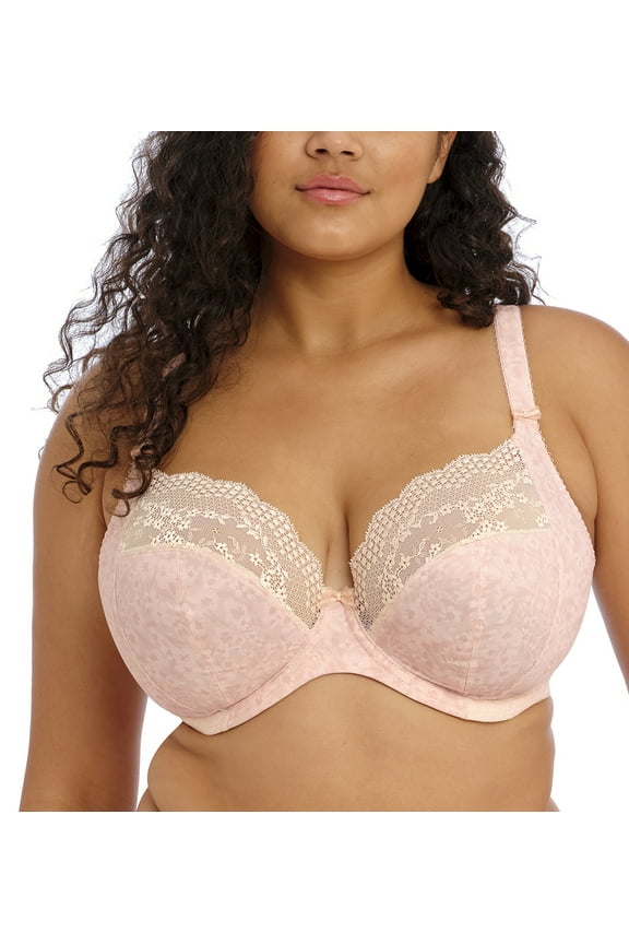 Lucie Banded Stretch Lace Plunge Underwire Bra (4490),44G,Pale Blush