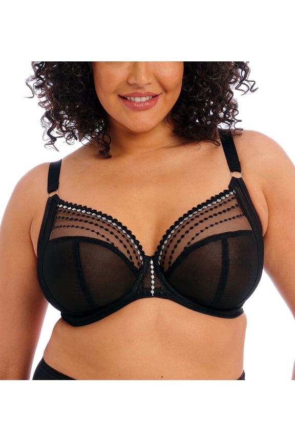 Matilda Banded Plunge Underwire Bra (8900),32G,Black