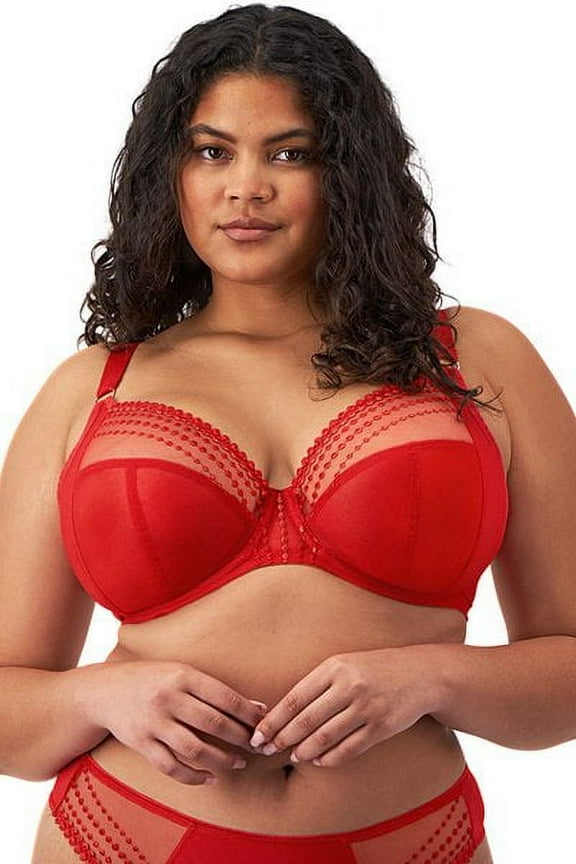 Matilda Banded Plunge Underwire Bra (8900),36J,Haute Red